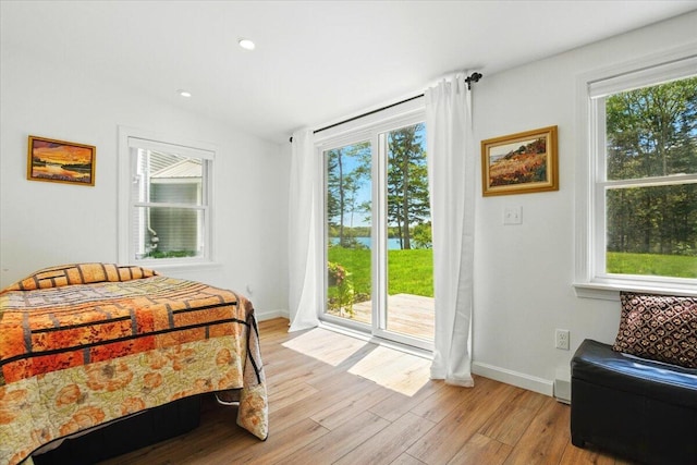51 Four Wheel Dr, Brunswick, ME 04011 - bedroom with access to outside, light wood finished floors, and recessed lighting