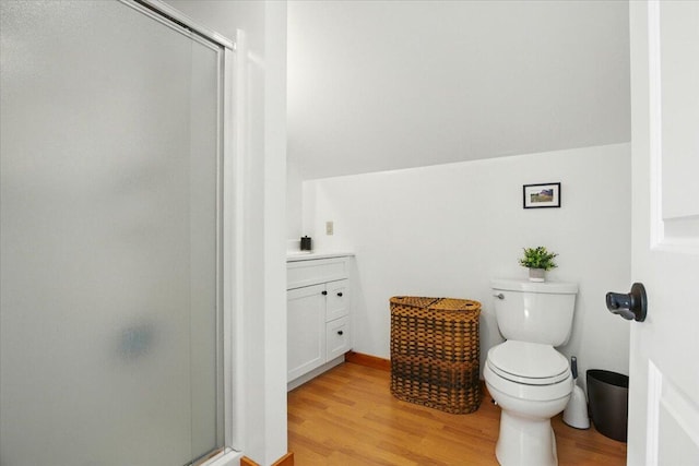 51 Four Wheel Dr, Brunswick, ME 04011 - full bathroom with a shower stall, vanity, and wood finished floors