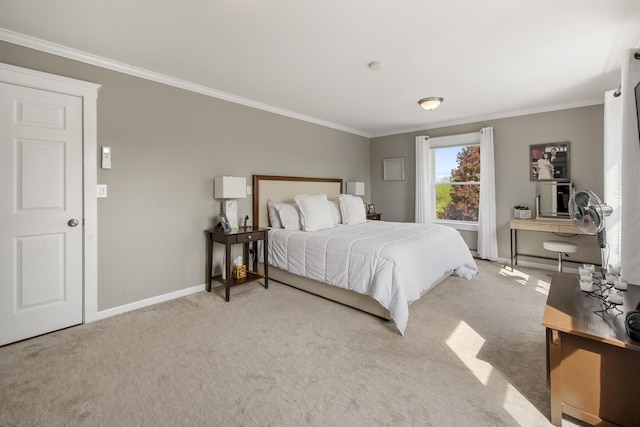 216 Monroe Rd, Winterport, ME 04496 - bedroom with ornamental molding, light carpet, and baseboards