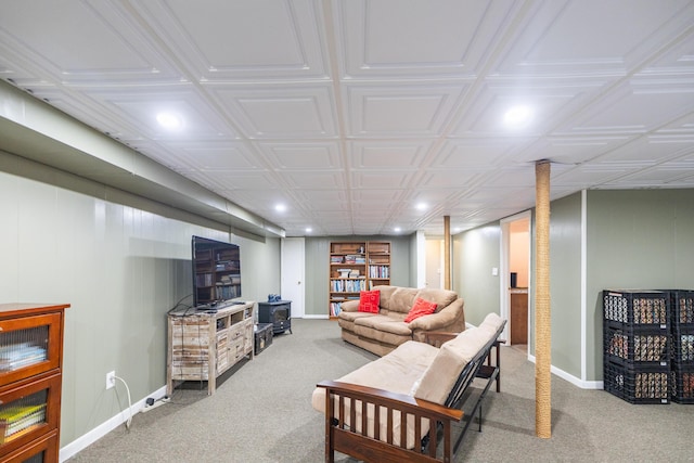 183 Buckfield Rd, Turner, ME 04282 - living room with carpet flooring, recessed lighting, and baseboards