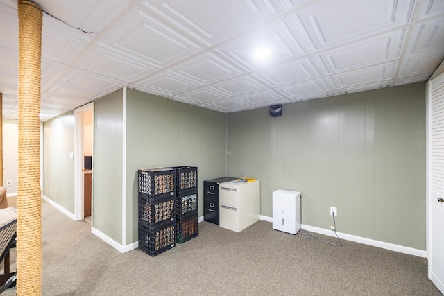 183 Buckfield Rd, Turner, ME 04282 - finished below grade area featuring carpet floors, an ornate ceiling, and baseboards