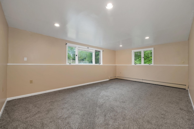 32 Long Hall Dr, Berwick, ME 03901 - carpeted empty room featuring a baseboard heating unit and recessed lighting