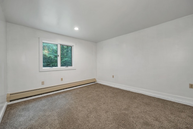 32 Long Hall Dr, Berwick, ME 03901 - empty room featuring a baseboard heating unit, carpet flooring, and recessed lighting