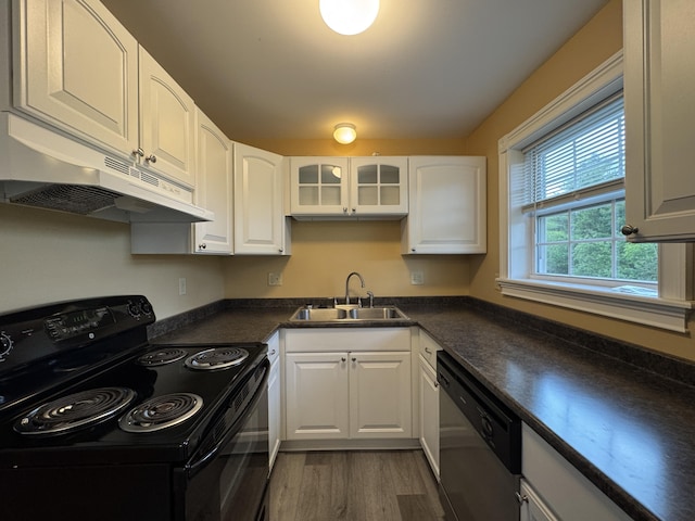 541 Kenduskeag Ave Unit A1, Bangor, ME 04401 - kitchen featuring black / electric stove, a sink, stainless steel dishwasher, under cabinet range hood, and dark countertops