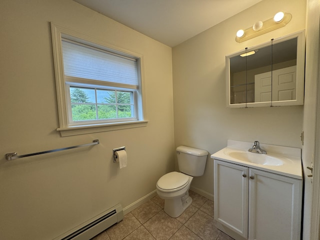 541 Kenduskeag Ave Unit A1, Bangor, ME 04401 - bathroom featuring toilet, baseboards, tile patterned floors, vanity, and a baseboard radiator