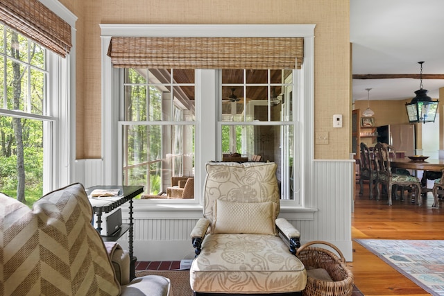 4 Shore Rd, Biddeford, ME 04005 - sitting room with wood finished floors and a wainscoted wall