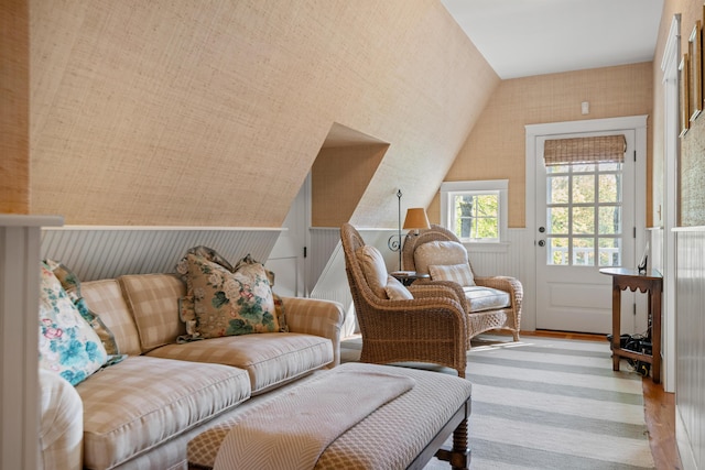 4 Shore Rd, Biddeford, ME 04005 - living area featuring lofted ceiling