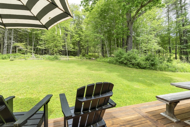37 Walker Rd, Boothbay, ME 04537 - view of grassy yard with a wooden deck