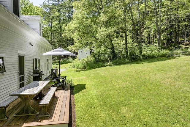 37 Walker Rd, Boothbay, ME 04537 - view of grassy yard with a wooden deck