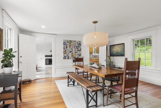 37 Walker Rd, Boothbay, ME 04537 - dining area featuring light wood-style floors and recessed lighting