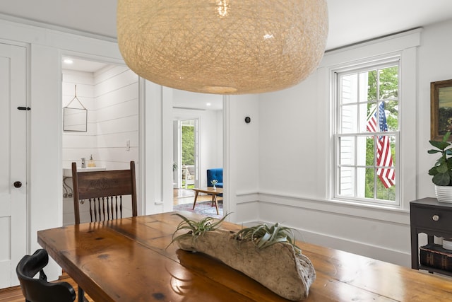 37 Walker Rd, Boothbay, ME 04537 - dining area with a decorative wall