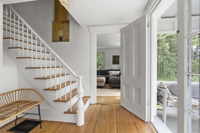 37 Walker Rd, Boothbay, ME 04537 - staircase with hardwood / wood-style flooring