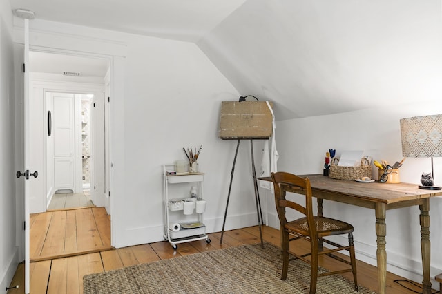 37 Walker Rd, Boothbay, ME 04537 - office with hardwood / wood-style flooring and lofted ceiling