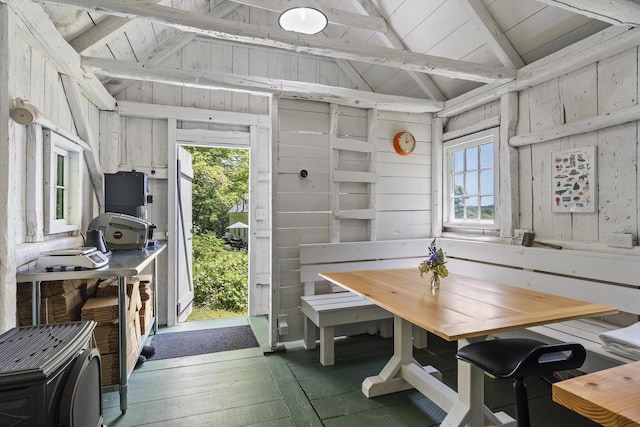 37 Walker Rd, Boothbay, ME 04537 - dining area featuring plenty of natural light and wood ceiling
