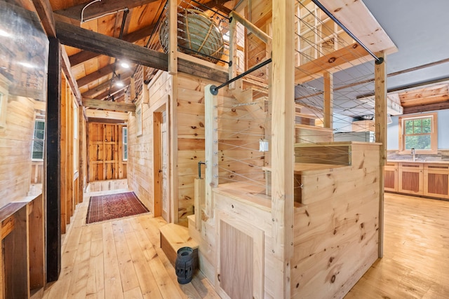 72 Vine St, South Berwick, ME 03908 - hall featuring light wood-style floors and wood walls
