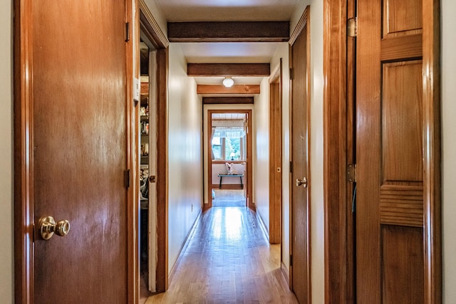 115 Wards Hill Rd, Baldwin, ME 04091 - hall with light wood-type flooring and beam ceiling