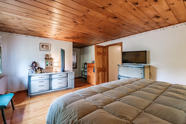 115 Wards Hill Rd, Baldwin, ME 04091 - bedroom featuring wood ceiling and light wood-type flooring
