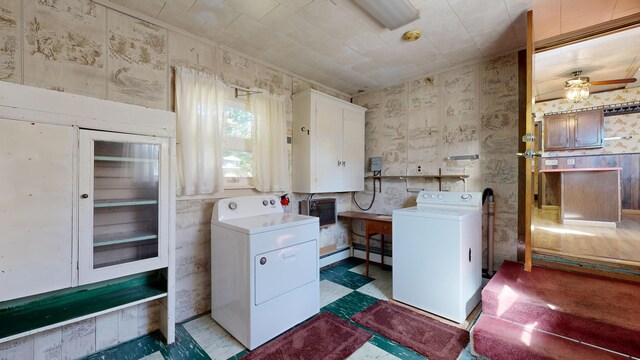 143 Union Ave, Old Orchard Beach, ME 04064 - laundry room featuring a ceiling fan and washing machine and clothes dryer