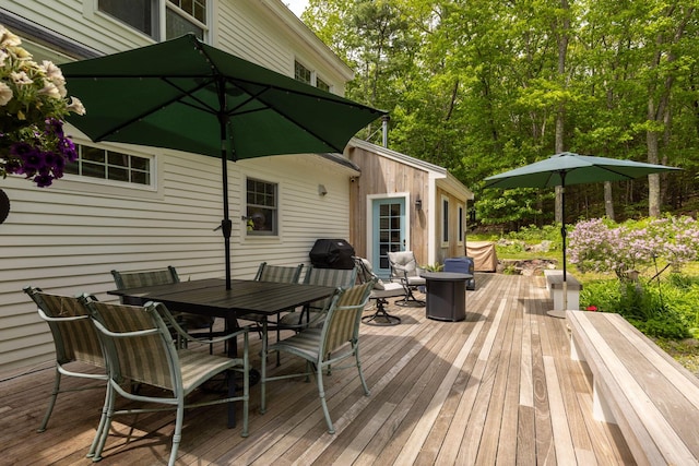 83 Brixham Rd, York, ME 03909 - wooden deck with outdoor dining space