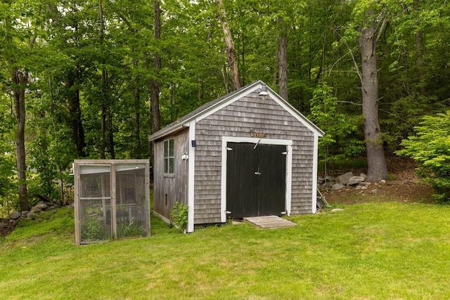 83 Brixham Rd, York, ME 03909 - view of shed with a view of trees