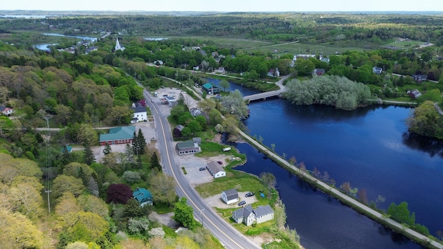590 Main St, East Machias, ME 04630 - aerial view of property's location featuring a nearby body of water and a forest