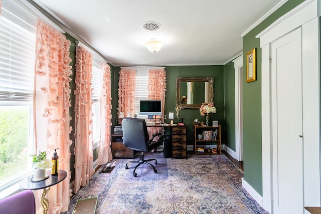 590 Main St, East Machias, ME 04630 - office area featuring ornamental molding and baseboards