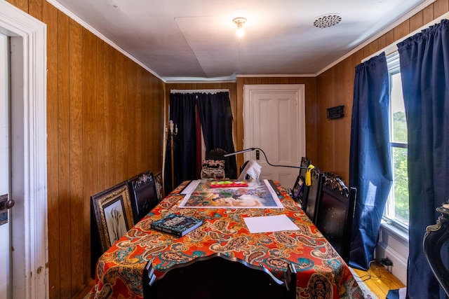 590 Main St, East Machias, ME 04630 - dining space featuring wood walls and crown molding