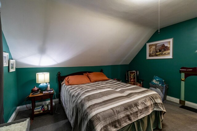 590 Main St, East Machias, ME 04630 - bedroom with carpet floors, lofted ceiling, and baseboards