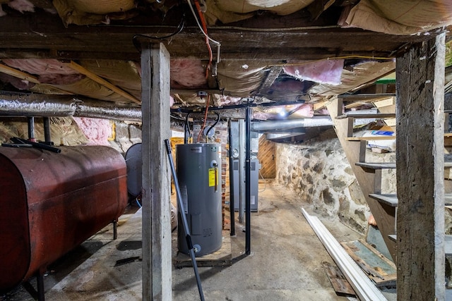 590 Main St, East Machias, ME 04630 - unfinished basement with water heater, heating fuel, and heating unit