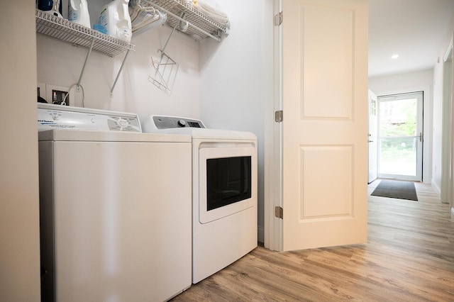 11 Unity Ln Unit 11, Windham, ME 04062 - laundry room with separate washer and dryer, light wood-style floors, and recessed lighting