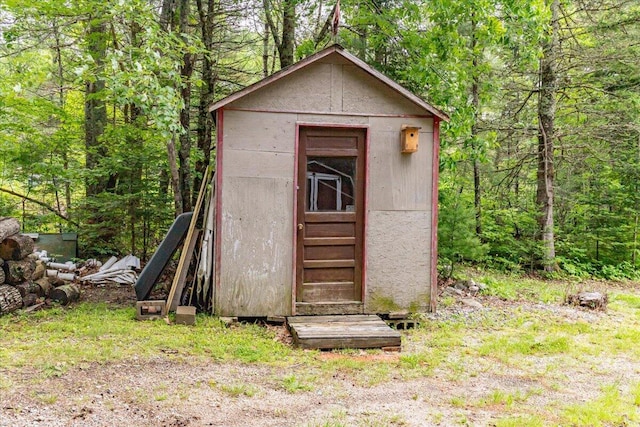 833 Sedgwick Ridge Rd, Sedgwick, ME 04676 - view of shed with a view of trees