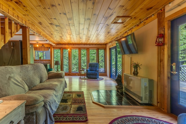 200 Flanders Pond Rd, Sullivan, ME 04664 - living area with hardwood / wood-style floors and wooden ceiling