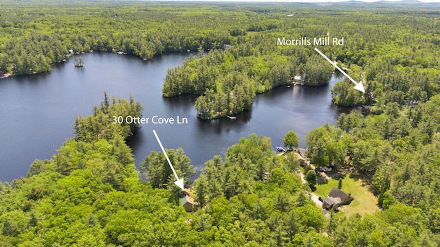 30 Otter Cove Ln, North Berwick, ME 03906 - view of property location with a forest, a large body of water, and property boundaries highlighted