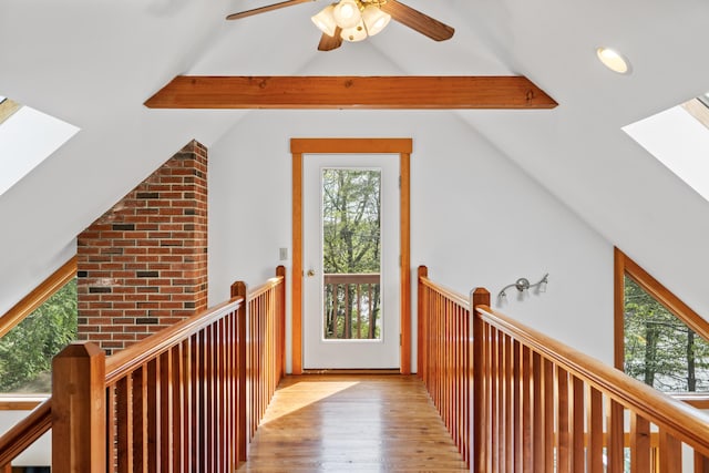 11 Pitch Pine Ln, Georgetown, ME 04548 - hall with a skylight, wood finished floors, plenty of natural light, and recessed lighting