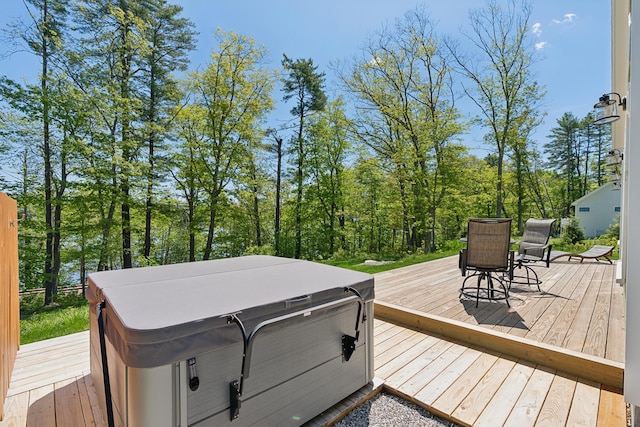 29 Bay Field Dr, Woolwich, ME 04579 - wooden deck with a hot tub
