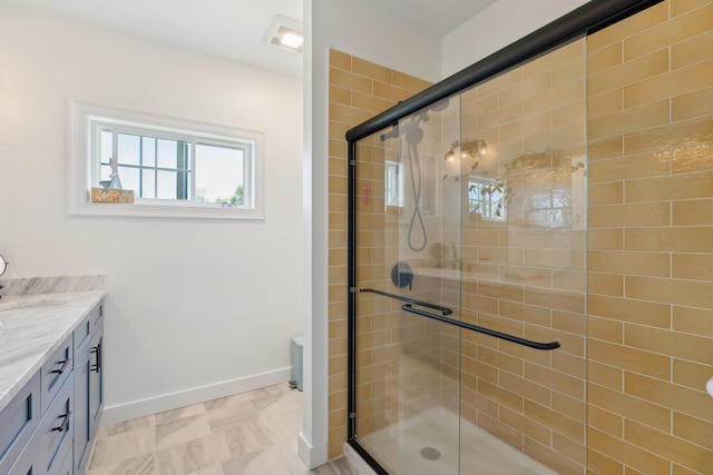 29 Bay Field Dr, Woolwich, ME 04579 - bathroom featuring vanity and a stall shower