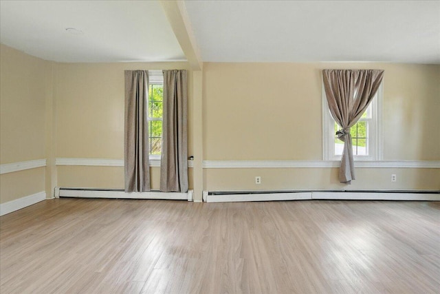 32 Skillings Corner Rd, Auburn, ME 04210 - empty room with plenty of natural light, wood finished floors, and baseboard heating