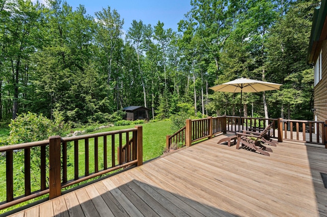21 Jones Dr, Hartford, ME 04220 - wooden deck with a yard and an outbuilding