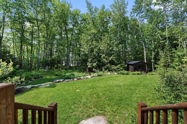 21 Jones Dr, Hartford, ME 04220 - view of green lawn featuring a storage unit