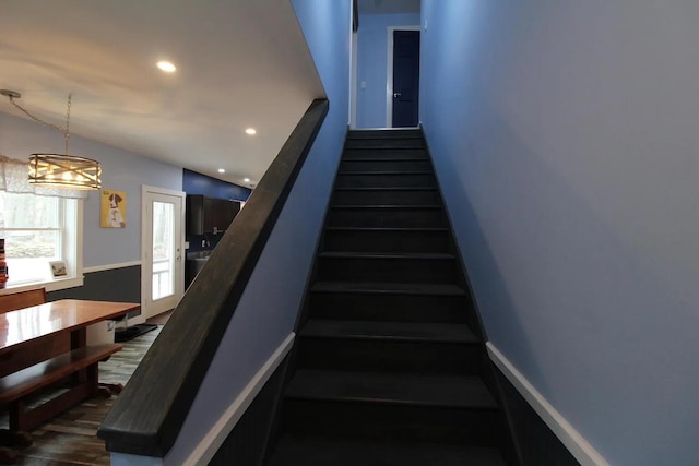 9 Springer Ln, Morrill, ME 04952 - staircase featuring wood finished floors and recessed lighting