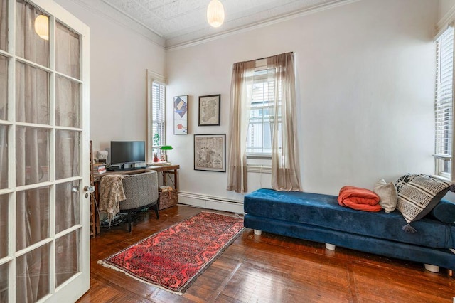 130 Emery St, Portland, ME 04102 - office space with a baseboard radiator, plenty of natural light, ornamental molding, and wood finished floors