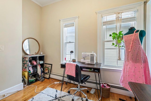 130 Emery St, Portland, ME 04102 - home office with plenty of natural light, wood finished floors, and ornamental molding