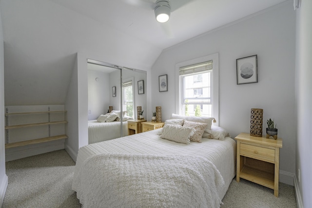 18 Sherman St Unit 4, Portland, ME 04101 - bedroom featuring lofted ceiling, carpet, and a ceiling fan