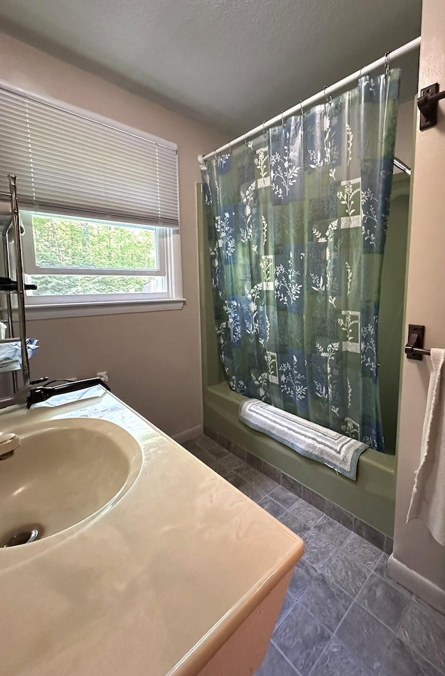 15 Balsam Ln, Naples, ME 04055 - bathroom with shower / bath combo, vanity, and baseboards