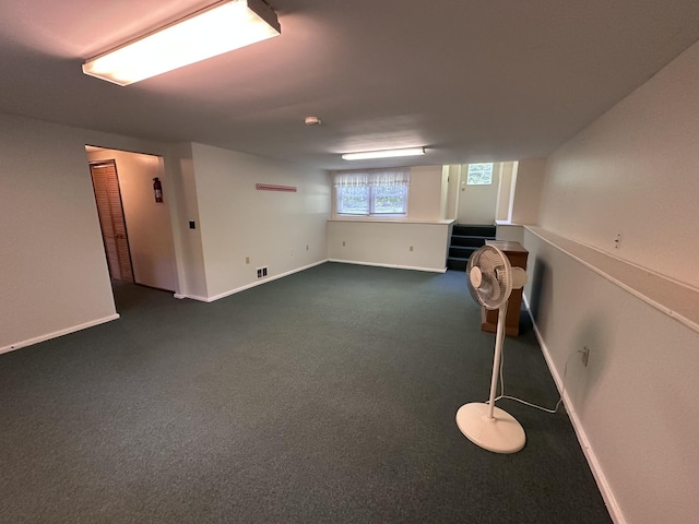 15 Balsam Ln, Naples, ME 04055 - below grade area featuring baseboards and dark colored carpet