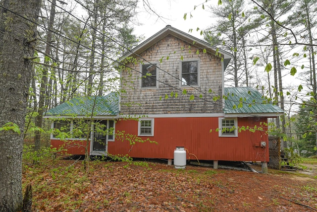 110 Indian Point Dr, Denmark, ME 04022 - rear view of house featuring metal roof