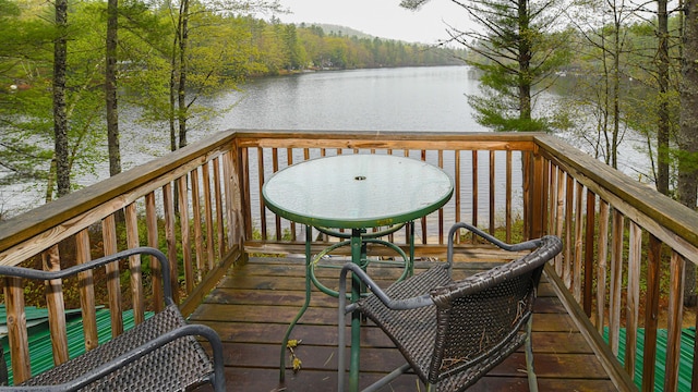 110 Indian Point Dr, Denmark, ME 04022 - wooden terrace featuring a water view and a view of trees