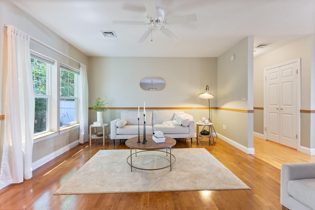 8 Kavanaugh Rd Unit 8, Old Orchard Beach, ME 04064 - living room with wood finished floors and ceiling fan