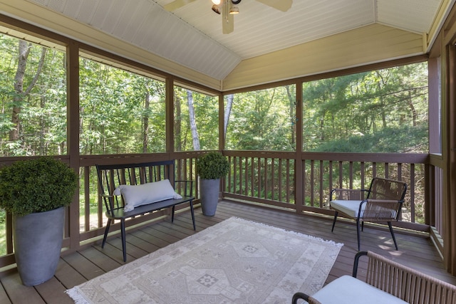 8 Kavanaugh Rd Unit 8, Old Orchard Beach, ME 04064 - sunroom / solarium with vaulted ceiling and a ceiling fan