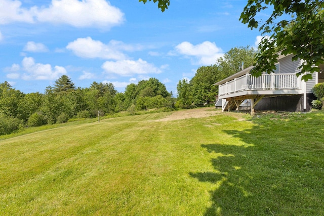 142 Hacker Rd, Brunswick, ME 04011 - view of grassy yard with a wooden deck